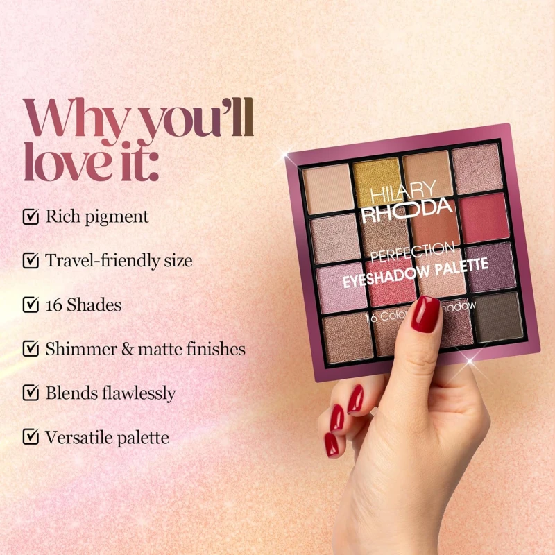Hilary Rhoda Eyeshadow Palette | 16 Multicolor Matte & Shimmer Shades | Eye Makeup Highly Pigmented, Long-Lasting, Waterproof & Blendable Eye Makeup | Professional & Beginner Friendly (Shade 1) – 20.8g thumbnail 3